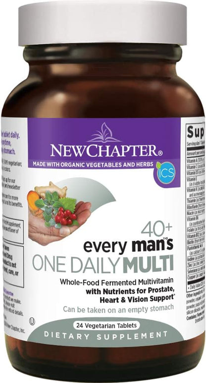 New Chapter Men's Multivitamin, Every Man's One Daily 40+, Fermented with Probiotics + Saw Palmetto + B Vitamins + Vitamin D3 + Organic Non-GMO Ingredients - 24 Count