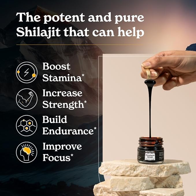 BetterAlt Pure Himalayan Shilajit Resin High Potency for Men & Women| 75 Servings for Energy Boost & Immune Support, 85+ Trace Minerals, 75%+ Fulvic Acid, with Lab Test Report,400mg