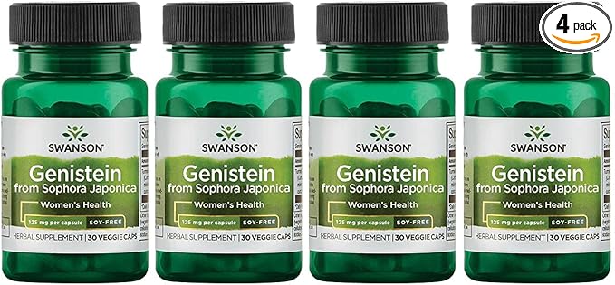 Swanson Soy-Free Genistein - Plant-Based Natural Supplement for Women - Comfort & Balance - (60 Veggie Capsules, 125mg Each) 4 Pack