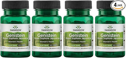 Swanson Soy-Free Genistein - Plant-Based Natural Supplement for Women - Comfort & Balance - (60 Veggie Capsules, 125mg Each) 4 Pack