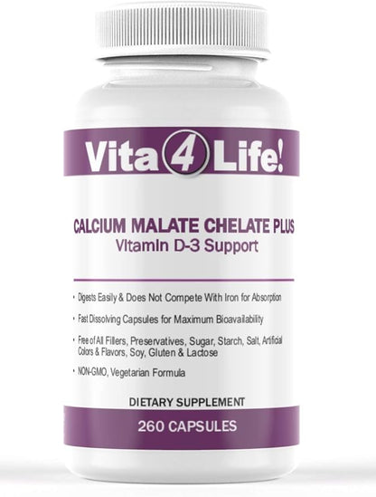 300 Mg, Calcium Malate Chelate 'Plus' Vitamin D3 Support - 260 Count