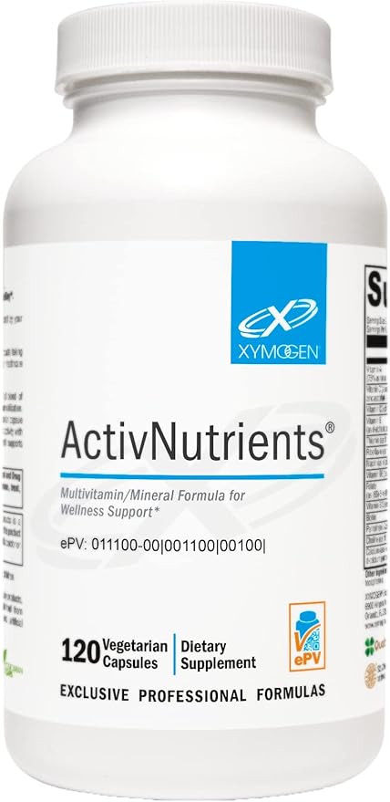 XYMOGEN ActivNutrients with Iron and Copper - Multivitamin Multimineral for Wellness, Immune, Energy and Mood Support - Chelated Minerals + Active B Vitamins with Folate (120 Capsules)