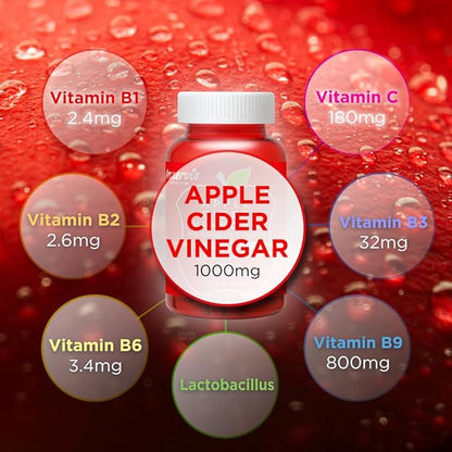Apple Cider Vinegar 90 Chewable Tablets with Multi Vitamin Healthy Heart Immune Support Energy Production Supplement