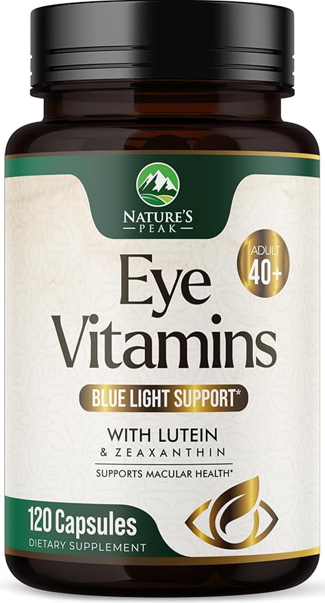 Eye Vitamin & Mineral Supplement, Contains Zinc, Vitamins C, E, Lutein, & Zeaxanthin, Supports Eye Strain, Vision Health for Adults, Non-GMO, Vegan Eye Vitamins Supplement - 120 Capsules