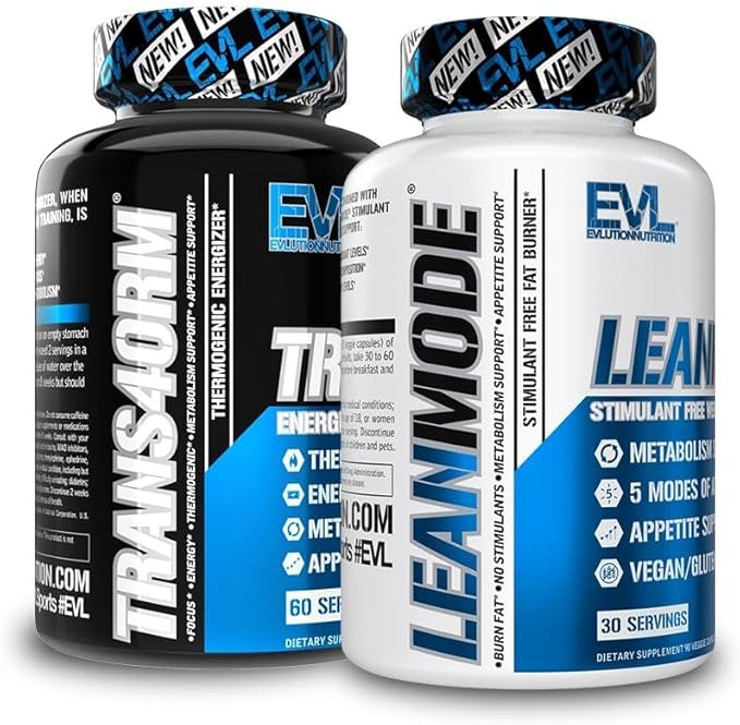 EVL Weight Loss Support Stack - Trans4orm Thermogenic Fat Burner Support Pills with Green Coffee Bean Extract and Forskolin Plus LeanMode Non-Stimulant Metabolism and Fat Loss Support Pills