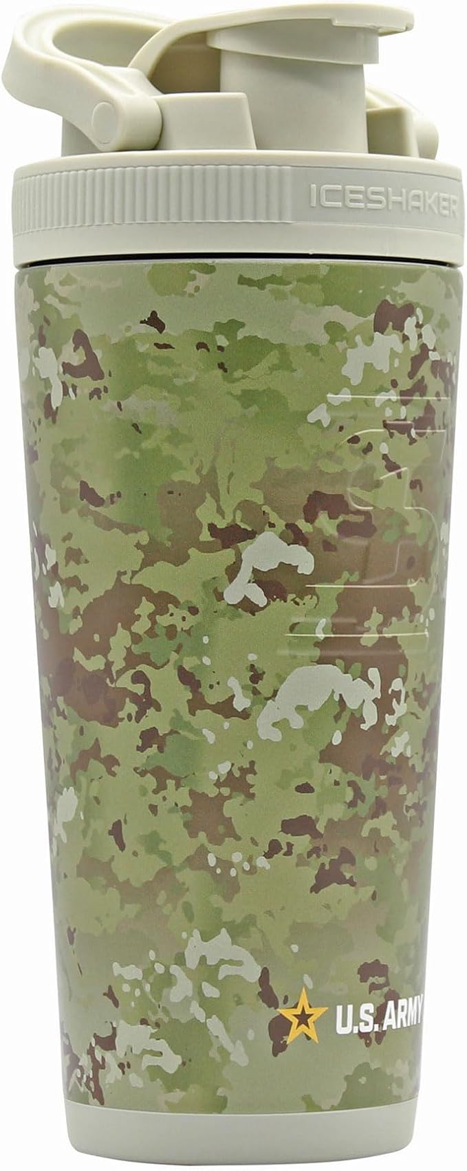 IS ICESHAKER Ice Shaker Army Camo Stainless Steel Protein Shaker Bottle, Insulated Gym Water Bottle, Keeps Drinks Ice-Cold for 30+ Hours, As Seen on Shark Tank