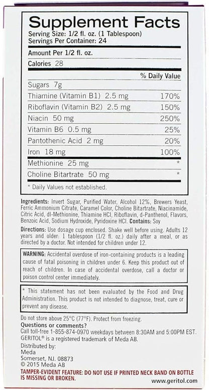 Geritol Liquid Energy Support B-Vitamins 12 oz (Pack of 4)