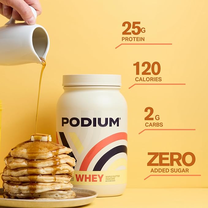 Podium Nutrition, Whey Protein Powder, Maple Butter Pancake, 27 Servings, 25g of Whey Protein Per Serving, Gluten Free, Soy Free