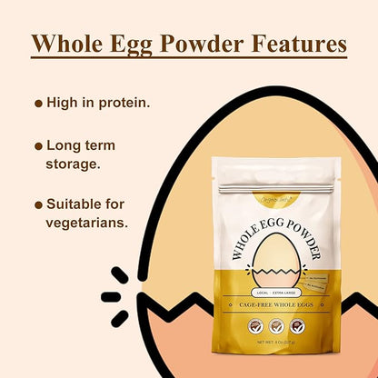 Orgnisulmte Whole Egg Powder, Fresh Pasteurized Egg Powder, All Natural, No Additives, Gluten Free Excellent for Baking Made in USA 8 Oz