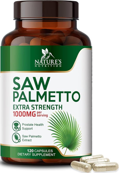 Saw Palmetto Extract Prostate Supplement - 1000 MG Saw Palmetto Supplement, Nature's Prostate Support Supplement for Men Health Support, Men's Prostate Urinary Health Support Supplement - 120 Capsules