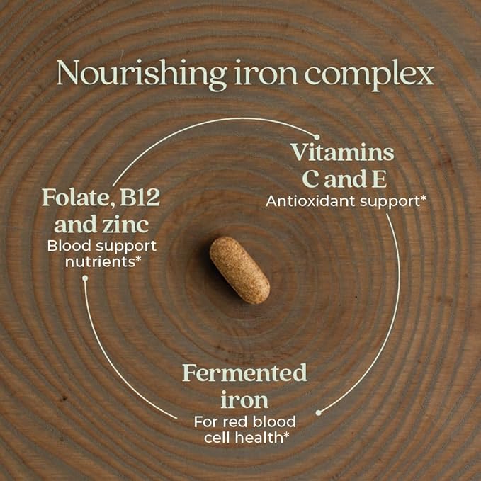 New Chapter Iron Supplement, Whole-Food Fermented Iron Complex Made with Organic Vegetables & Herbs + One Daily Non-Constipating Dose- 90ct, 3 Month Supply
