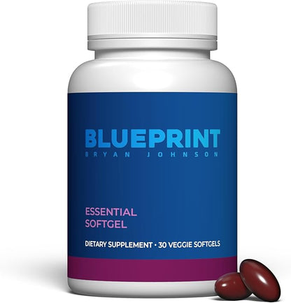 Blueprint Bryan Johnson Essential Softgel Supplement - Letein, Zeaxanthin, Lycopene, Vitamin K1 & K2 MK-7 & MK-4 - Optimal Vision, Bone & Heart Health Support - Vegan, All Ages (30 Servings)