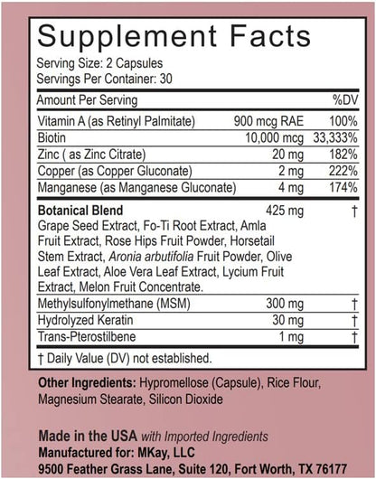 Marwa Kadi VGlow Hair Skin & Nails Vitamin for Supporting Healthy Hair and Nails Multivitamin & Vegan Dietary Supplement, Gluten Free, 60 Tablets