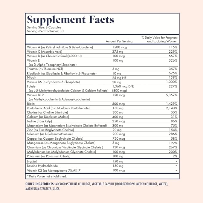 Prenatal Vitamins Lemon | choline, folate, vitamin D for fetal growth, brain development | 26 Vital Nutrients | Dietitian-formulated, OBGYN recommended, non-GMO, 3rd Party tested, 60 Servings