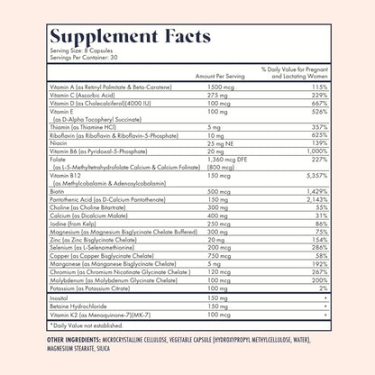 Prenatal Vitamins Lemon | choline, folate, vitamin D for fetal growth, brain development | 26 Vital Nutrients | Dietitian-formulated, OBGYN recommended, non-GMO, 3rd Party tested, 60 Servings