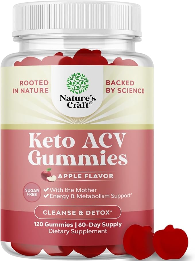 Extra Strength Keto ACV Gummies - Vegan Keto Apple Cider Vinegar Gummies Sugar Free and Delicious for Slimming Cleanse and Detox Goals - Non GMO Apple Cider Vinegar Gummies with The Mother (2 Months)