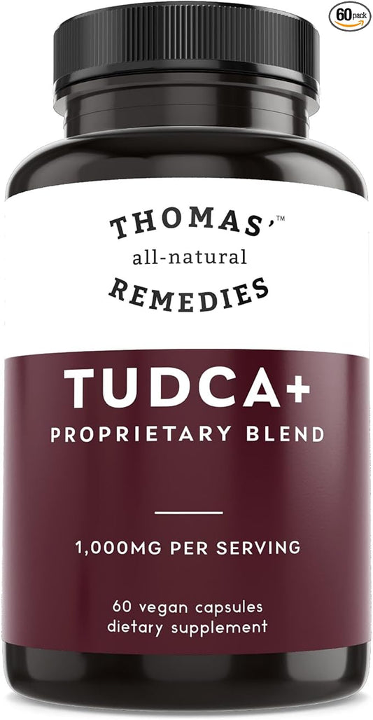 Thomas' all-natural Remedies Tudca 500mg (1000mg Per Serving), 60 Capsules- Tauroursodeoxycholic Acid, Liver Support Supplement- Vegan, Non-GMO, No Filler Capsules