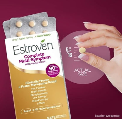 Estroven Complete Multi-Symptom Menopause Supplement for Women, 28 Ct., Clinically Proven Ingredient Provide Menopause Relief & Night Sweats & Hot Flash Relief, Drug-Free & Non-GMO