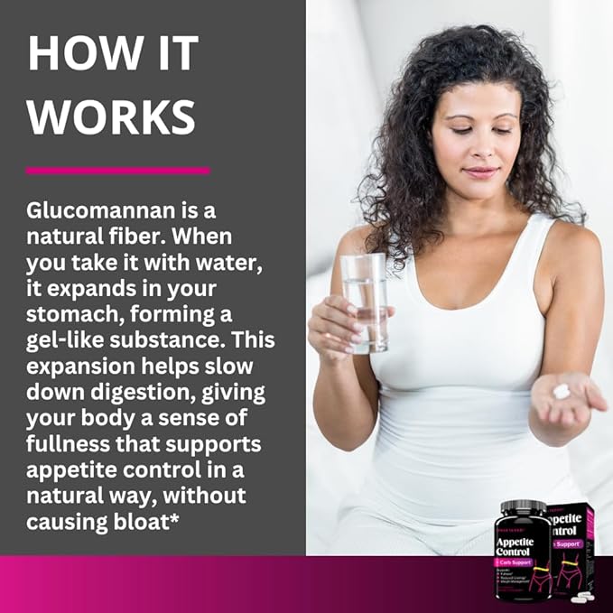 UNALTERED Appetite Suppressant for Women - Helps Manage Cravings, Promotes Fullness, & Supports Weight Loss - Natural Dietary Supplement with Chromium Picolinate & Glucomannan - 120 Vegan Capsules