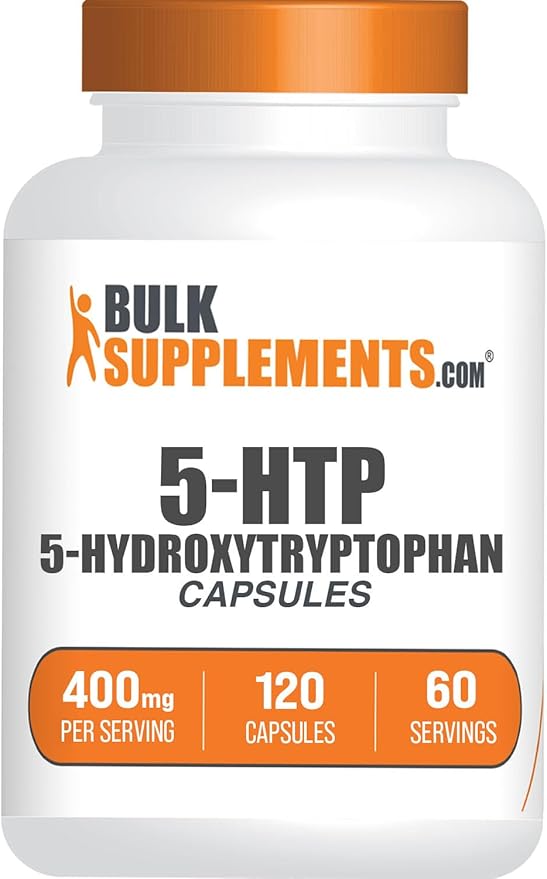 BulkSupplements.com 5-HTP Capsules - 5-Hydroxytryptophan, 5 HTP Supplement - 5-HTP 400mg, for Overall Well-Being - Gluten Free, 2 Capsules per Serving, 120 Capsules (Pack of 1)