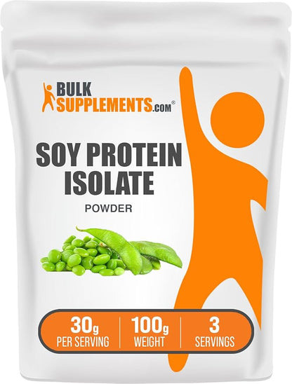 BulkSupplements.com Soy Protein Isolate Powder - Vegan Protein Powder, Soy Protein Powder - Unflavored Protein Powder, Gluten Free, 30g per Serving, 100g (3.5 oz) (Pack of 1)