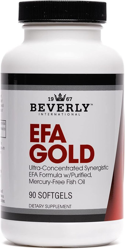 Beverly International EFA Gold, 90 Softgel Capsules. Cool Down Inflammation, Beautify and Protect. High Potency Omega-3s EPA and DHA + Omega 6&9 Fatty Acids. Combination Fish, Flaxseed and Borage oil.