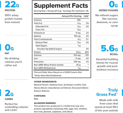 LEGION Whey+ Whey Isolate Protein Powder from Grass Fed Cows - Low Carb, Low Calorie, Non-GMO, Lactose Free, Gluten Free, Sugar Free, All Natural Whey Protein Isolate, 30 Servings (Vanilla)