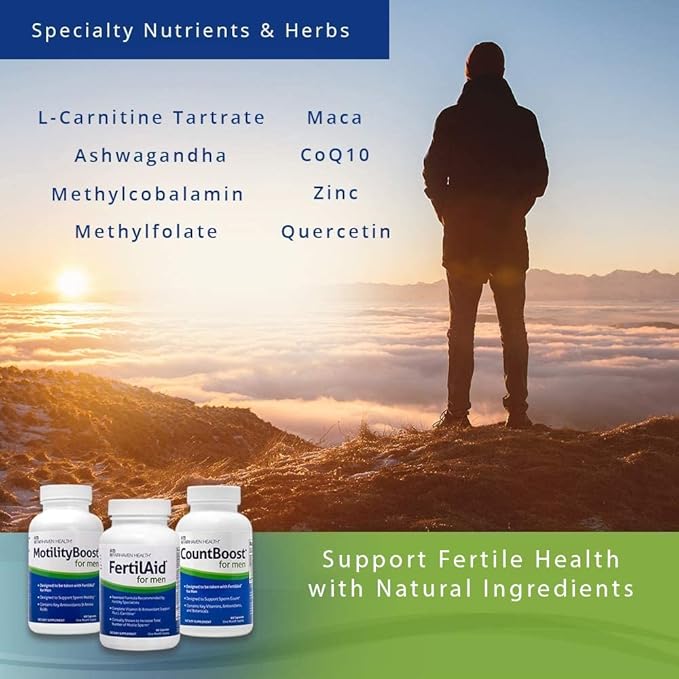 Fairhaven Health FertilAid for Men, MotilityBoost, and Countboost Combo | Fertility Supplements for Men | Male Fertility Supplement with Conception Vitamin and Fertility Support Prenatal Formula