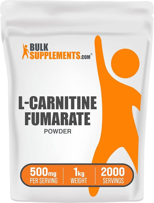BulkSupplements.com L-Carnitine Fumarate Powder - Carnitine Supplement, Carnitine Powder, L-Carnitine 500mg - Gluten Free, 500mg per Serving, Gluten Free, 1kg (2.2 lbs) (Pack of 1)