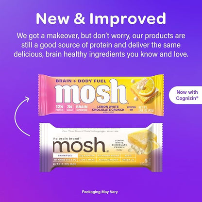 MOSH Variety Pack Keto Protein Bars, High Fiber, Low Carb, Gluten Free, High Protein, Brain Healthy Snack with Ashwagandha, Lion's Mane, 15 Count