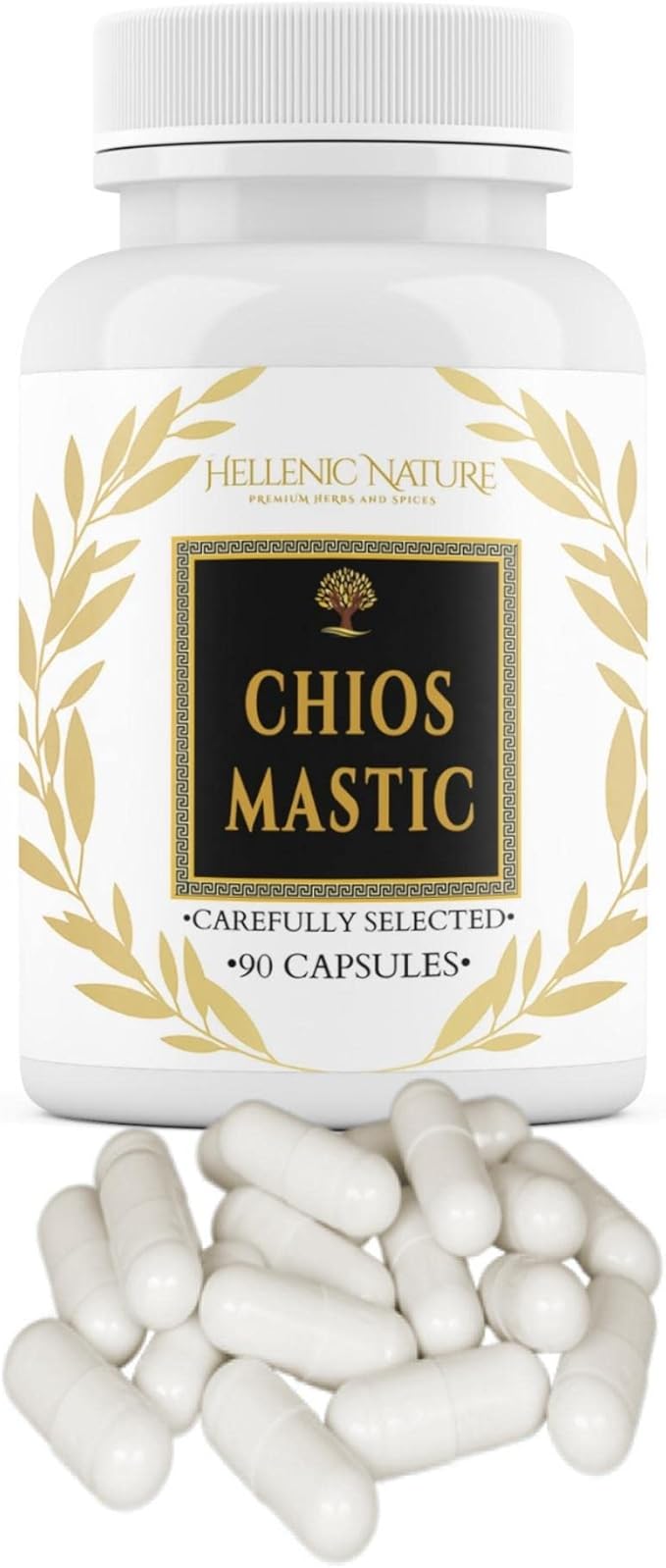Premium Chios Mastic Natural SUGARLESS Gum Capsules - Especially Selected to Improve Health - Vegan Breath Care, Organic, No Carb Diet, H Pylori