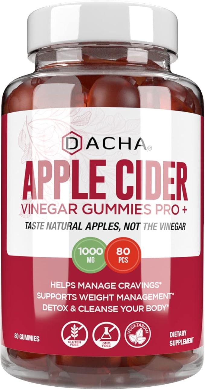 Premium Apple Cider Vinegar Gummies – 80 Count, 1000mg Raw, Organic, Unfiltered ACV from The Mother, Not Sticky, Immune, Detox, Fitness & Acid Reflux Heartburn Pomegranate Beet Root Vitamin B9 B12