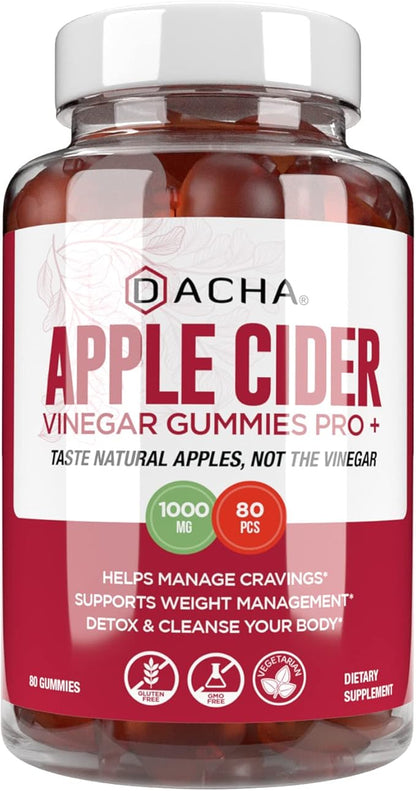 Premium Apple Cider Vinegar Gummies – 80 Count, 1000mg Raw, Organic, Unfiltered ACV from The Mother, Not Sticky, Immune, Detox, Fitness & Acid Reflux Heartburn Pomegranate Beet Root Vitamin B9 B12