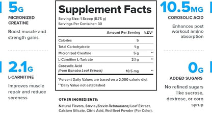 LEGION Recharge Post Workout Drink - Micronized Creatine Monohydrate Natural Post Workout Recovery Drink - Muscle Builder & Recovery Booster Post Workout Supplements (Strawberry Lemonade, 30 Servings)