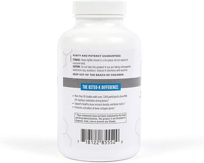 NBI Osteo-K Bone Support | Vitamin D & K Complex with Calcium Citrate Supplement | 45mg Vitamin K2 (MK4) for Strong Bone Health & Function | 180ct Veggie Capsules