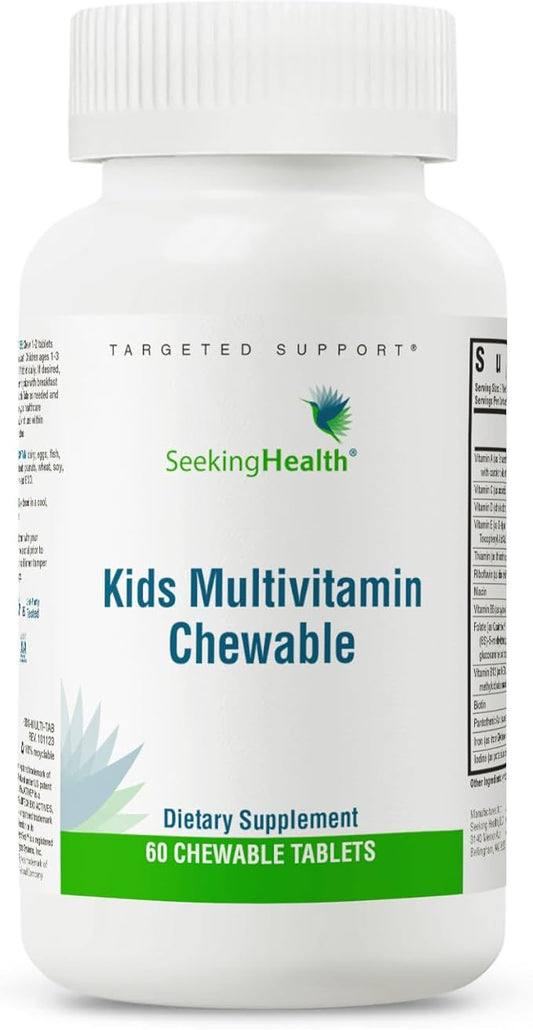 Seeking Health Kids Multivitamin Chewable, Formulated for Children’s Health, with L-5-MTHF L-Methylfolate, B12, Riboflavin, Vitamin A, Vegetarian (60 Chewable Tablets)*