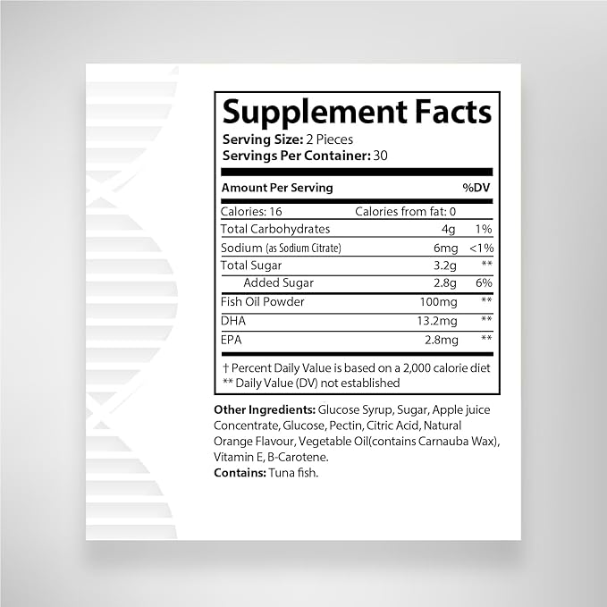 Omega 3 Fish Oil Gummies for Adults with Omega 3 EPA/DHA, Heart Health, Strength Joint & Brain Support 60 Gummies Natural Orange & Apple Flavor - Non-GMO, Gluten Free