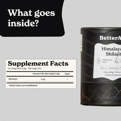 BetterAlt Pure Himalayan Shilajit Resin Pack of 2 High Potency Gold Grade 150 Servings for Energy Boost & Immune Support, 85+ Trace Minerals, 75%+ Fulvic Acid, with Lab Test Report,400 mg
