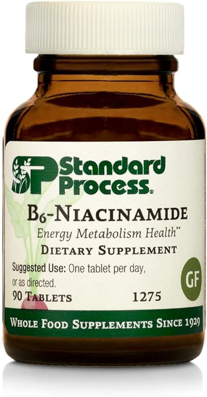 Standard Process B6-Niacinamide - Energy Metabolism, Heart Health, and Digestion Supplement with Vitamin B6, Niacin, Ascorbic Acid, Reishi Mushroom, Shiitake Mushroom, and More - 90 Tablets