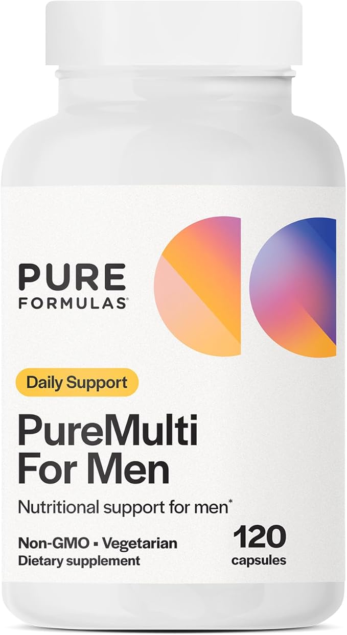 PureFormulas PureMulti for Men - Daily Comprehensive Multivitamin for Men's Health, Vitality, Energy, Focus, & Performance. Mens Vitamins A, C, D, E, & B12, Zinc Calcium, Magnesium & More 60 Capsules