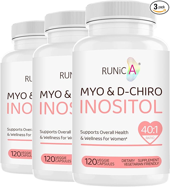 Inositol Supplement - Myo-Inositol & D-Chiro Inositol 40:1 Ratio for Hormonal Balance, Ovarian Function & Cycle Support, Vitamin B8, 120 Vegan Capsules, 30-Day Supply