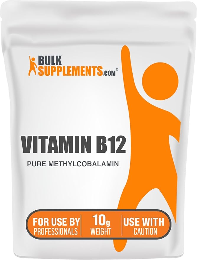 BulkSupplements.com Pure Vitamin B12 Methylcobalamin Powder - Vitamin B12 Supplements, Essential B Vitamin - Pure Product, Multiple Servings, 10g (0.35 oz) (Pack of 1)