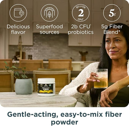 Ancient Nutrition Organic Fiber Powder, Pineapple Mango, Soluble Fiber from Acacia & Konjac Root, Supports Digestive Health, Reduces Bloating, 6.4 oz