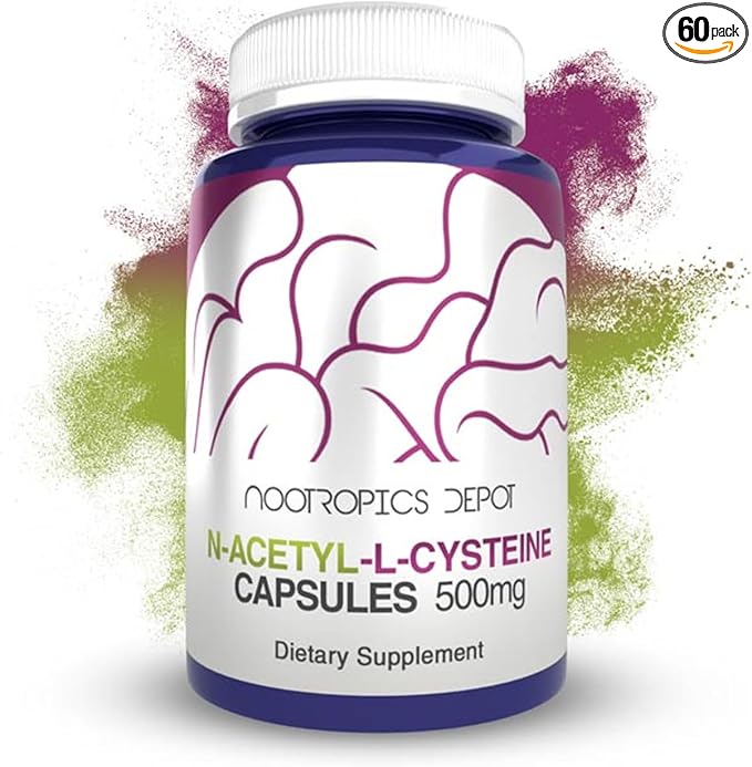 Nootropics Depot N-Acetyl L-Cysteine Capsules | 500mg | NAC | 60 Count | Supports Healthy Liver Function | Cellular Health | Glutathione Levels | Healthy Oxidation Levels
