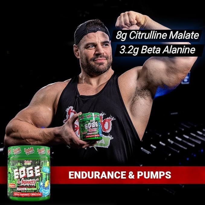 Psycho Pharma Strongest High Stim Preworkout Powder - Edge of Insanity - Most Intense Pre Workout Supplement for Pumps, Strength, Energy and Feel Good Focus. Rivals Famous PWOs of The Past