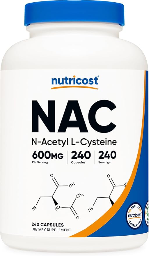 Nutricost N-Acetyl L-Cysteine (NAC) 600mg, 240 Vegetarian Capsules - Vegan, Non-GMO, Gluten Free
