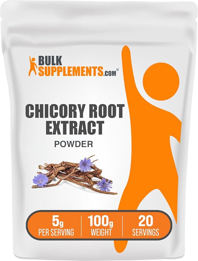 BulkSupplements.com Chicory Extract Powder - Chicory Root Supplement, Chicory Root Powder - Fiber Supplement, Gluten Free, 5g per Serving, 100g (3.5 oz) (Pack of 1)
