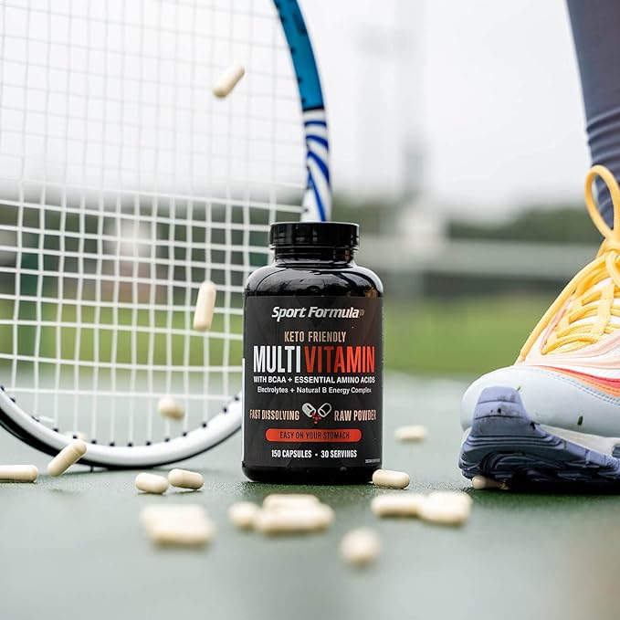 Sport Formula Daily Keto Superfood Multivitamin BCAA Amino Acid Powder Capsules for Men and Women. Won't Upset Your Stomach: Natural Vitamin B Energy Complex: Anti Aging Immune System Support