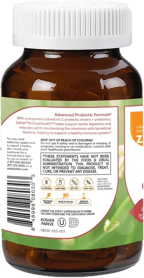 Zahler BioDophilus High Potency Probiotic Formula 60 Billion Live & Active CFUs - 60 Capsules