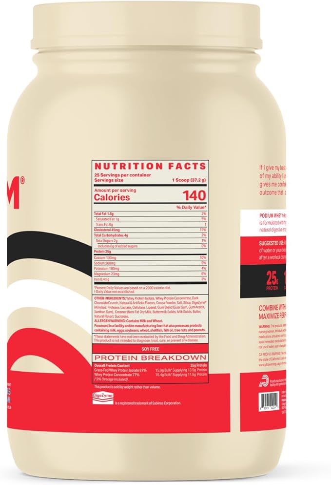 Podium Nutrition, Whey Protein Powder, Cookies & Cream, 25 Servings, 25g of Whey Protein Per Serving